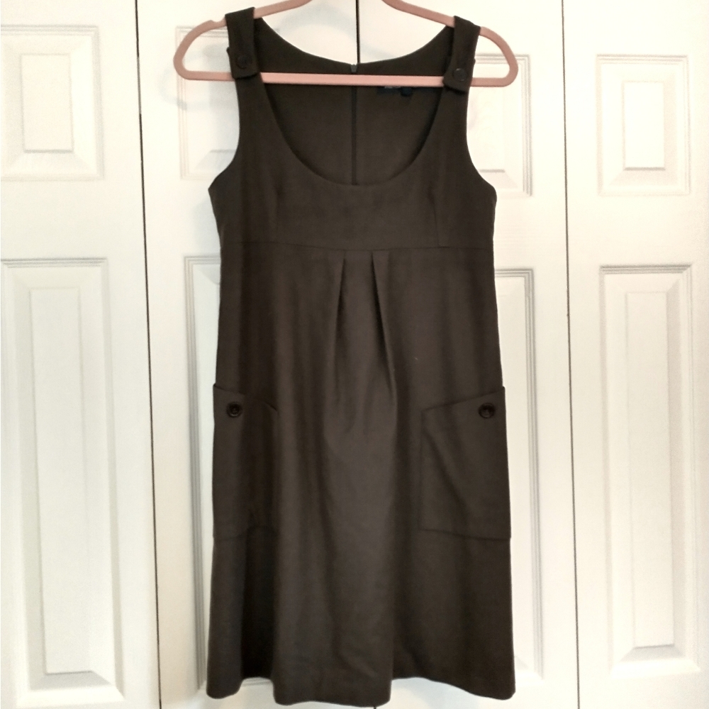 French Connection Brown Wool Empire Waist Jumper Dress